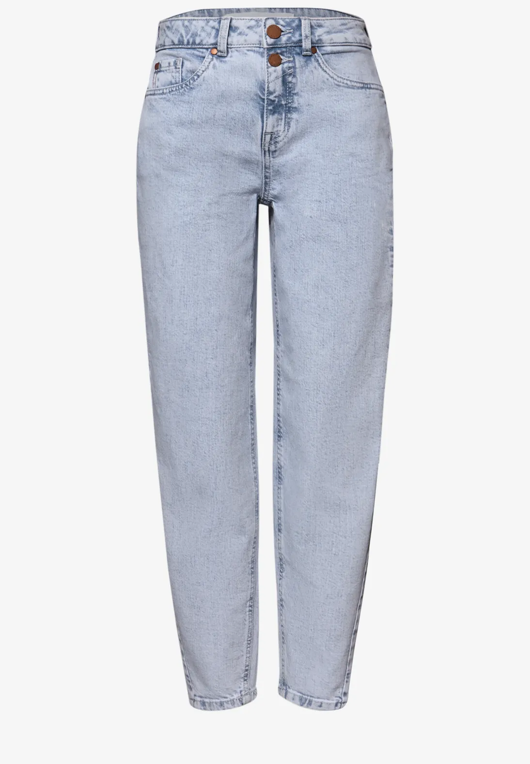 Street One Studio Mid Waist Barrel Leg Jeans - Bleached Wash
