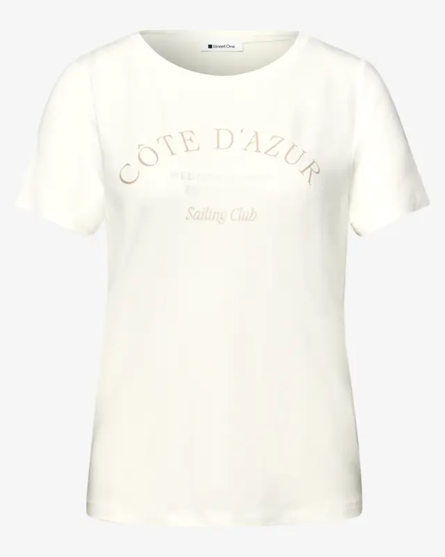 Street One Shirt met Tekst - Off White
