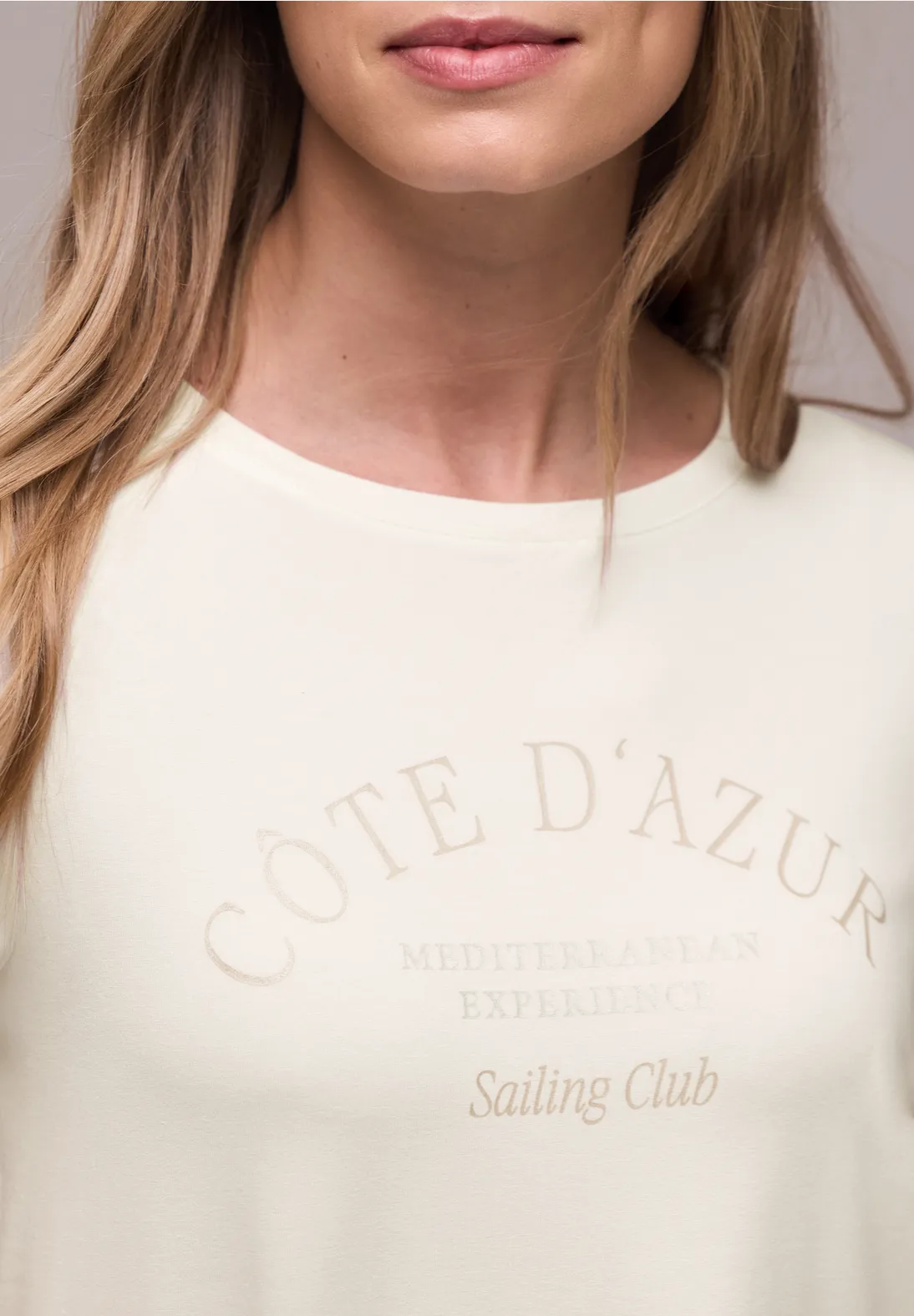 Street One Shirt met Tekst - Off White