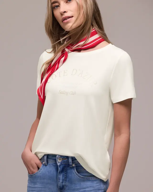 Street One Shirt with Text - Off White