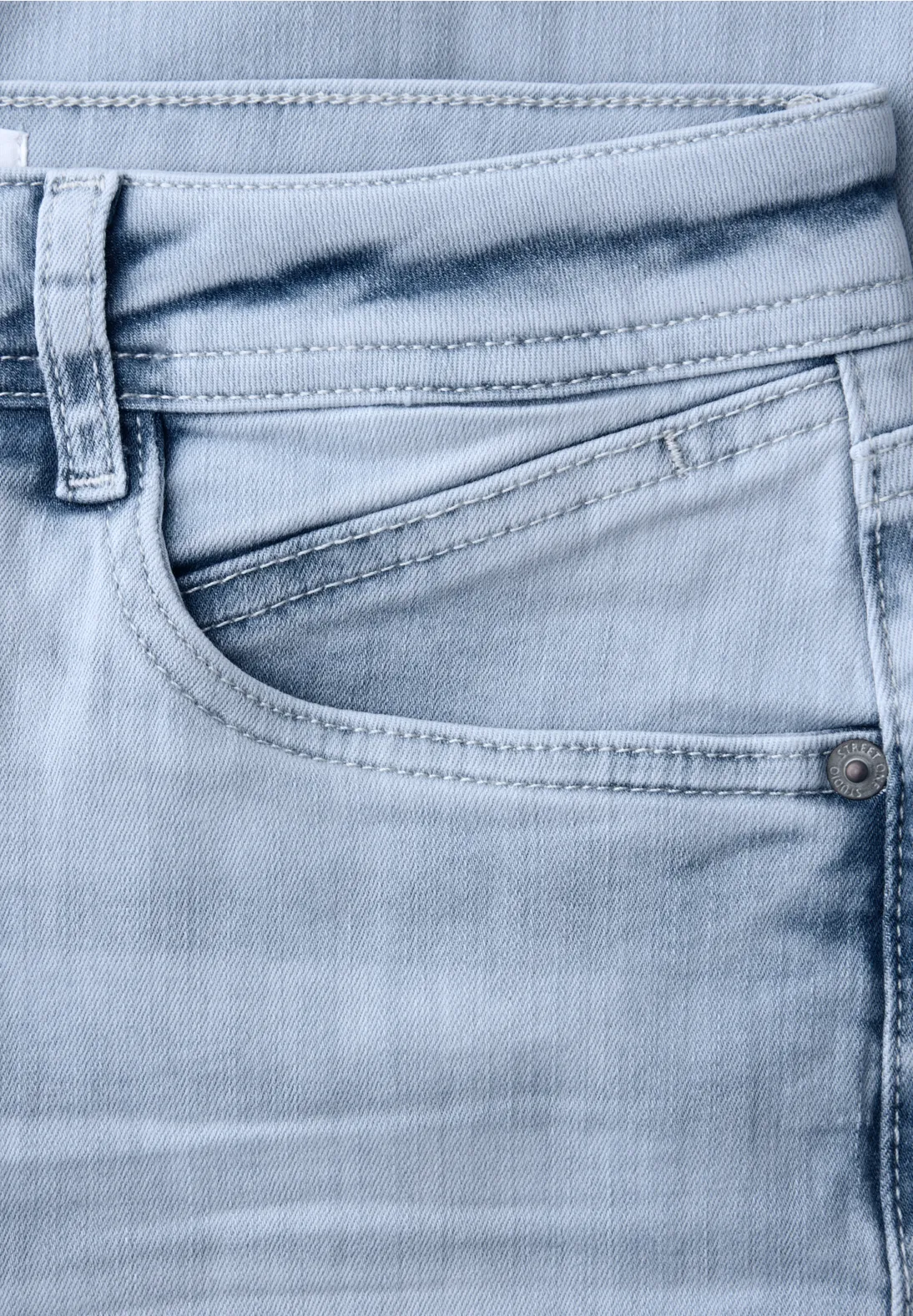 Street One Studio Slim Leg Jeans, Middle Waist - Bleached Wash