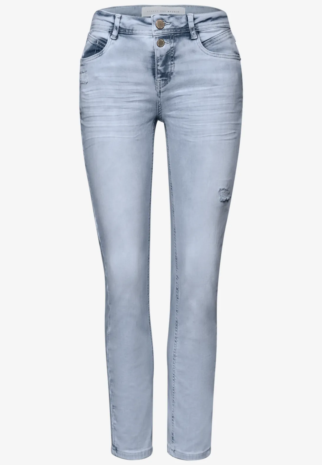Street One Studio Slim Leg Jeans, Middle Waist - Bleached Wash