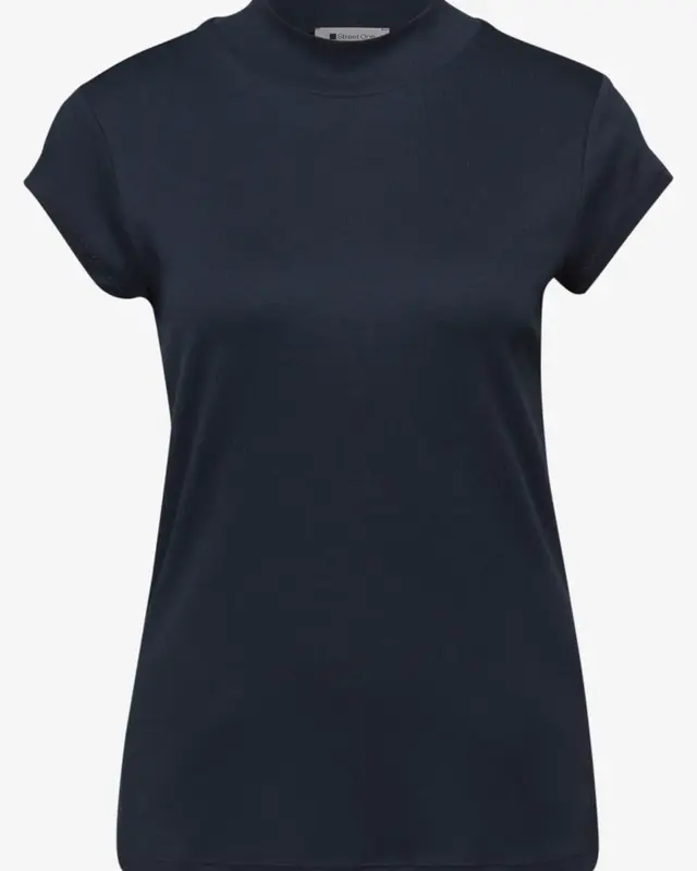 Street One Basic Shirt, Schildpadhals - Shadowed Navy