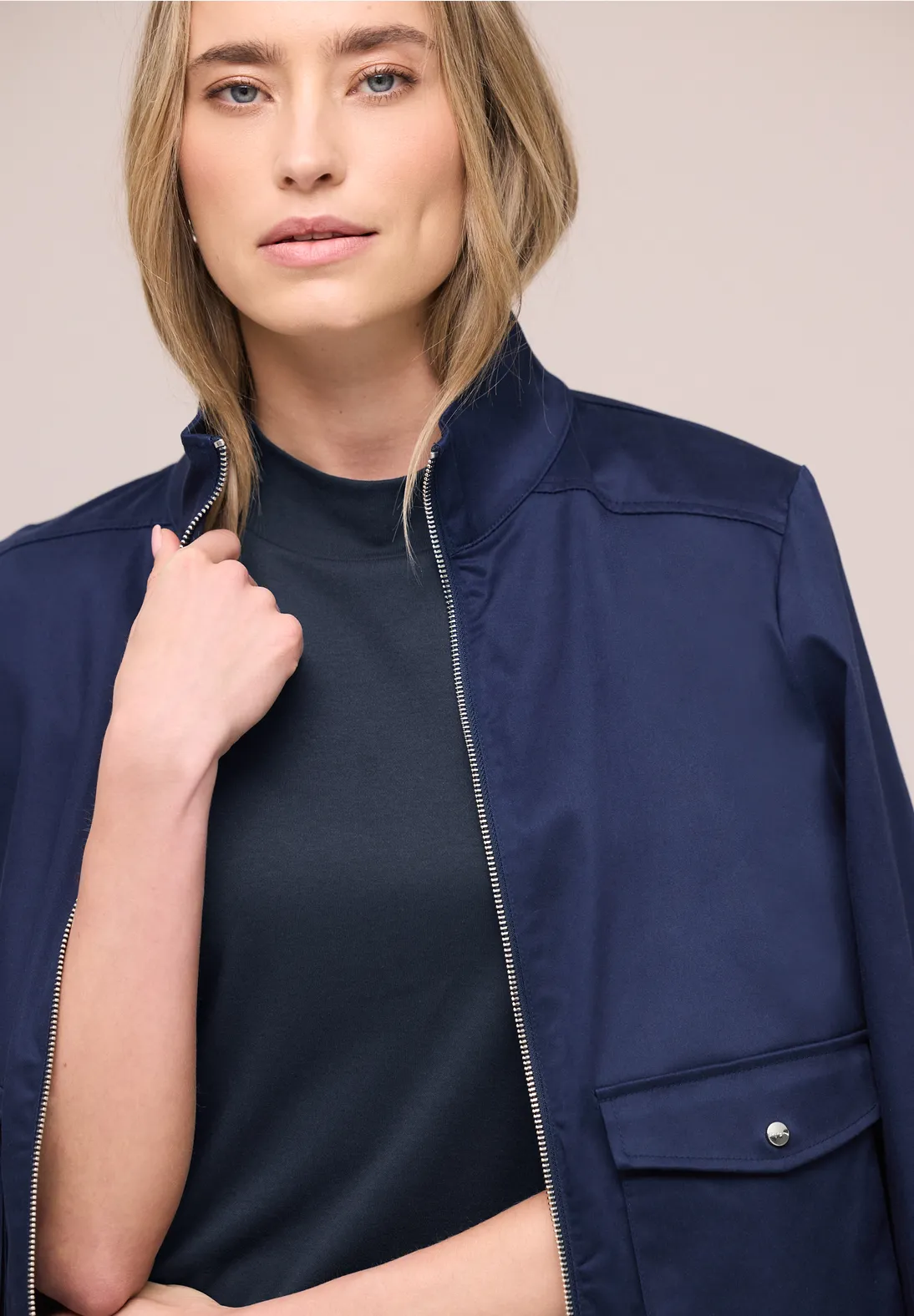 Street One Basic Shirt, Schildpadhals - Shadowed Navy