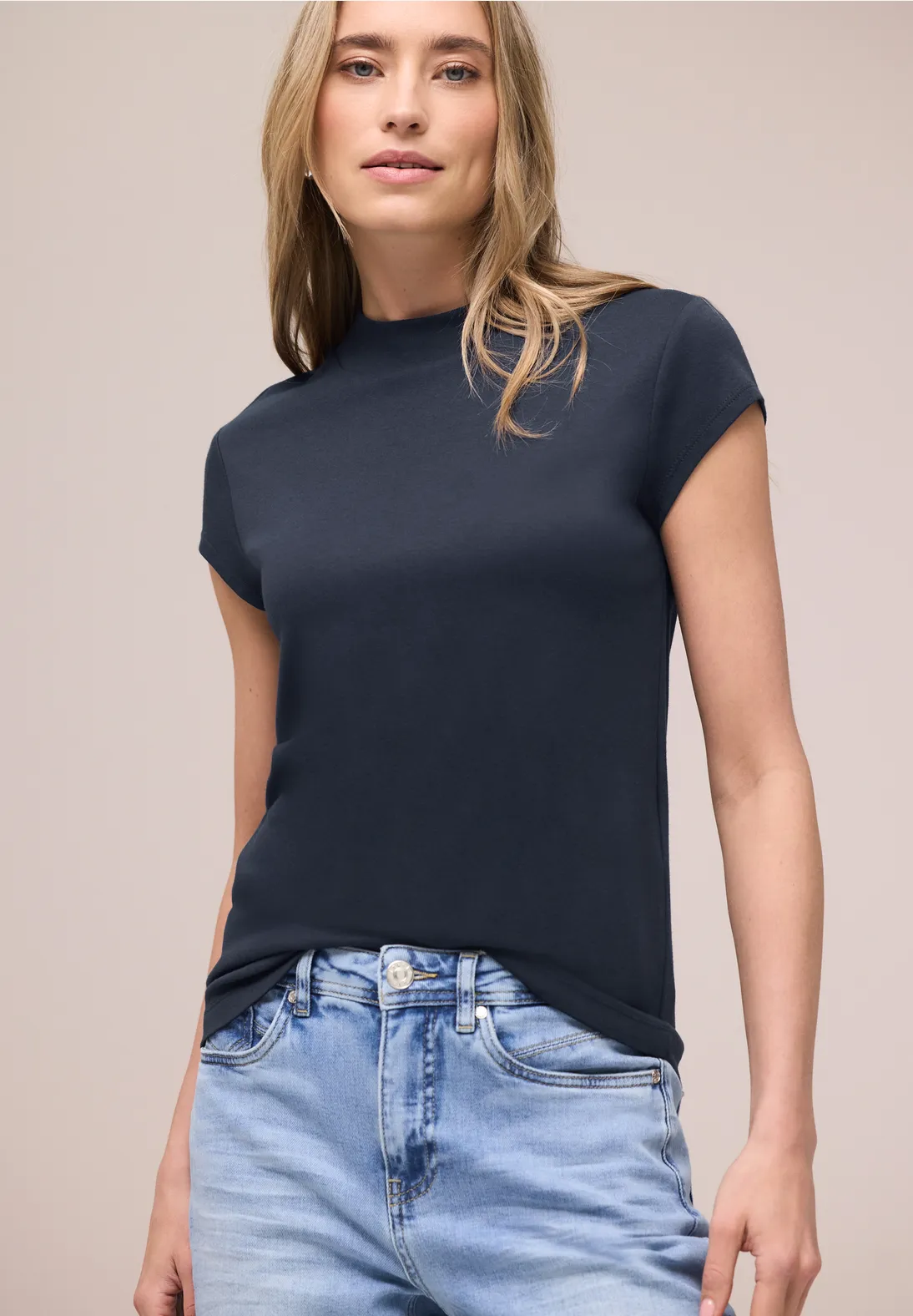 Street One Basic Shirt, Turtleneck - Shadowed Navy