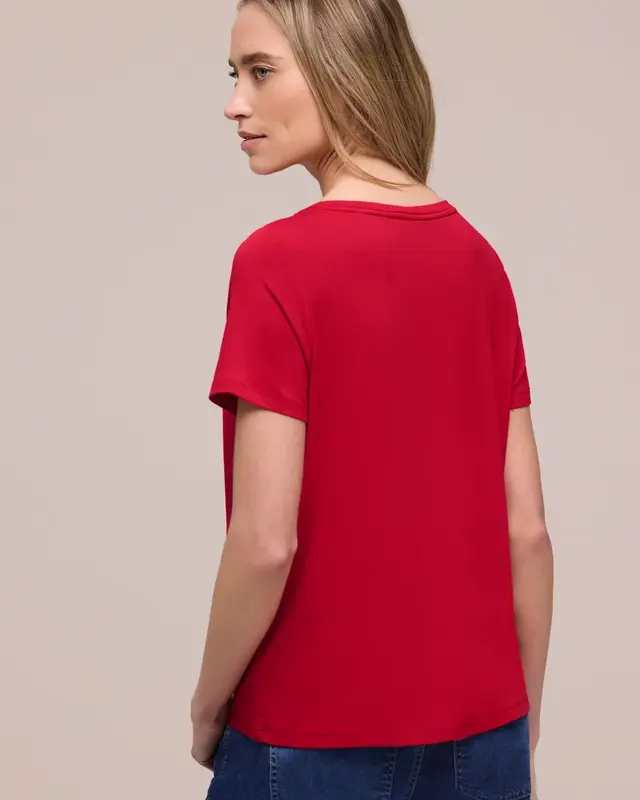 Street One Shirt met Tekst - Salsa Red