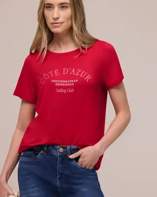 Street One Shirt with Text - Salsa Red