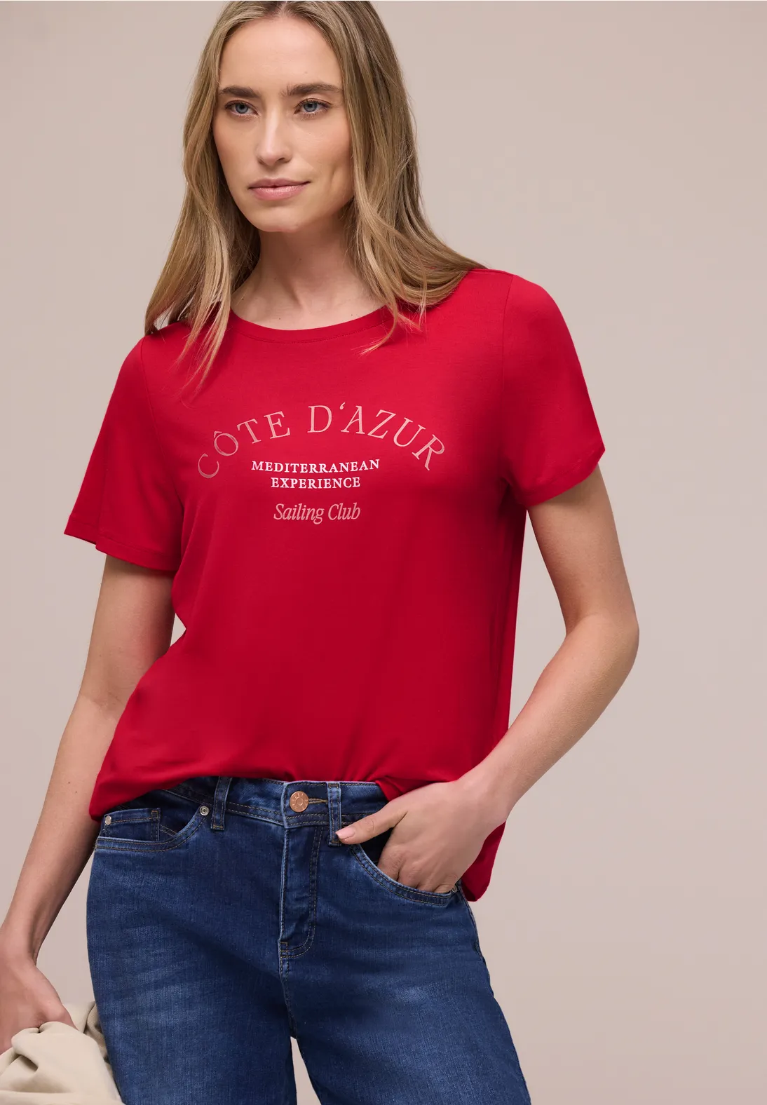 Street One Shirt met Tekst - Salsa Red