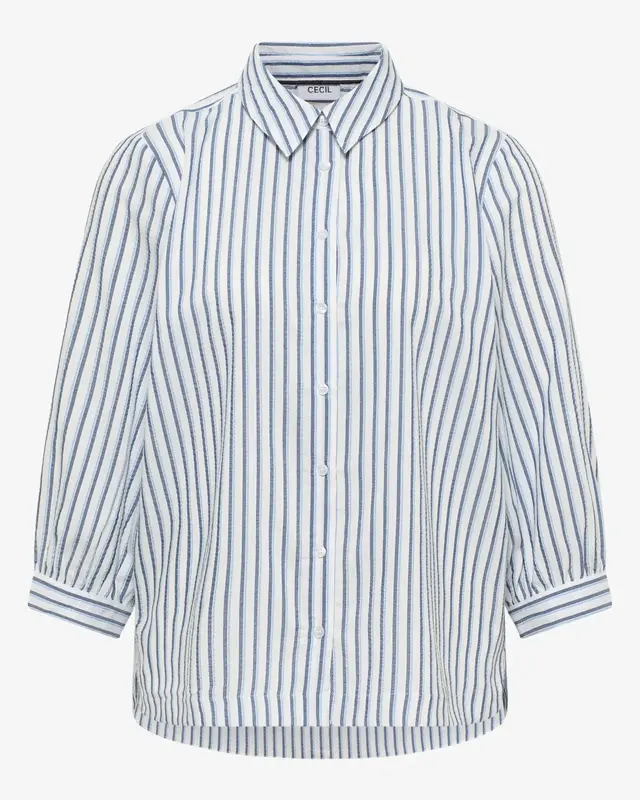 Cecil Blouse Seersucker Kwaliteit - Sporty Denim Blue