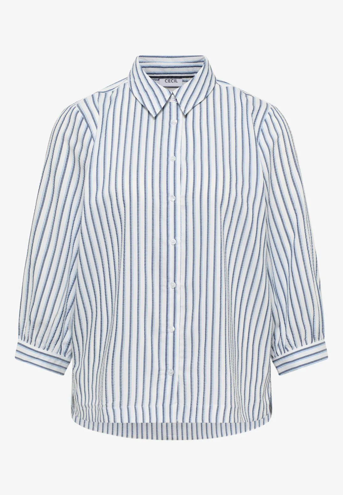 Cecil Blouse Seersucker Kwaliteit - Sporty Denim Blue