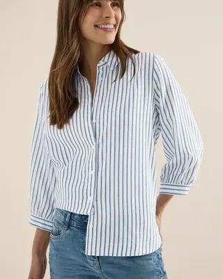 Cecil Blouse Seersucker Kwaliteit - Sporty Denim Blue