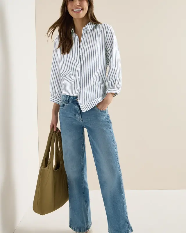 Cecil Seersucker Blouse - Sporty Denim Blue