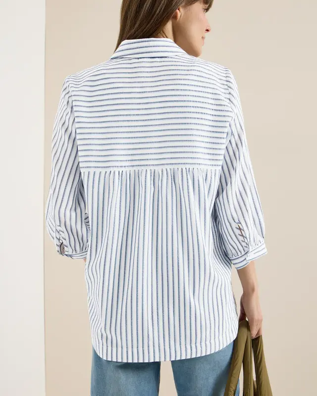 Cecil Blouse Seersucker Kwaliteit - Sporty Denim Blue