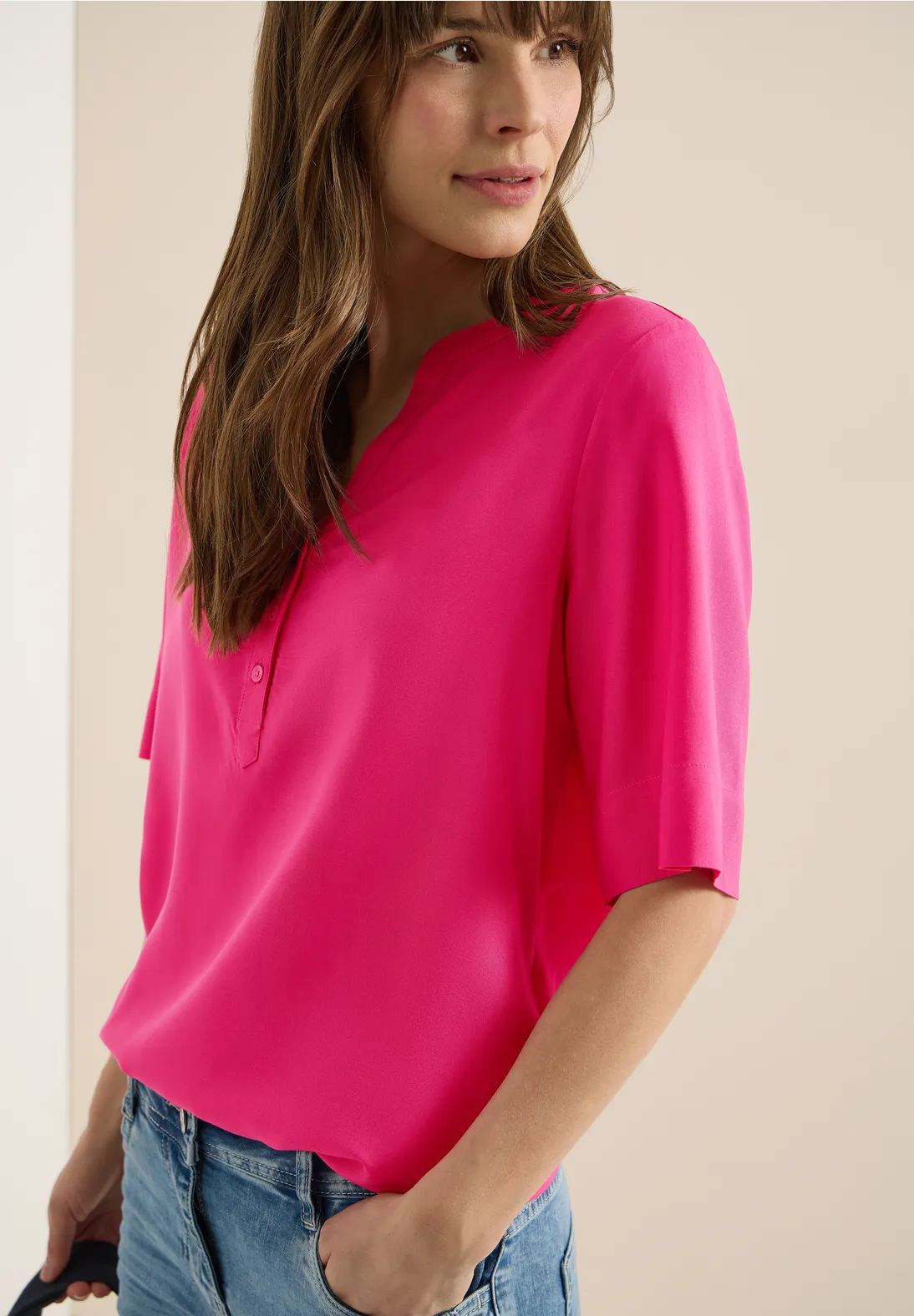 Cecil Blouse Korte Mouw - Beetroot Pink