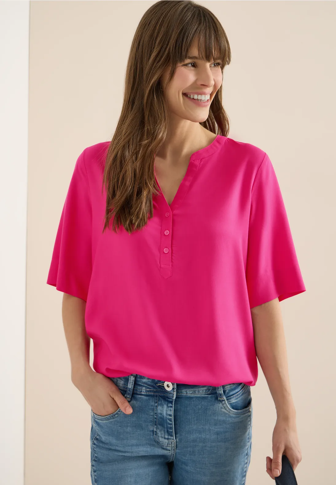 Cecil Blouse Korte Mouw - Beetroot Pink