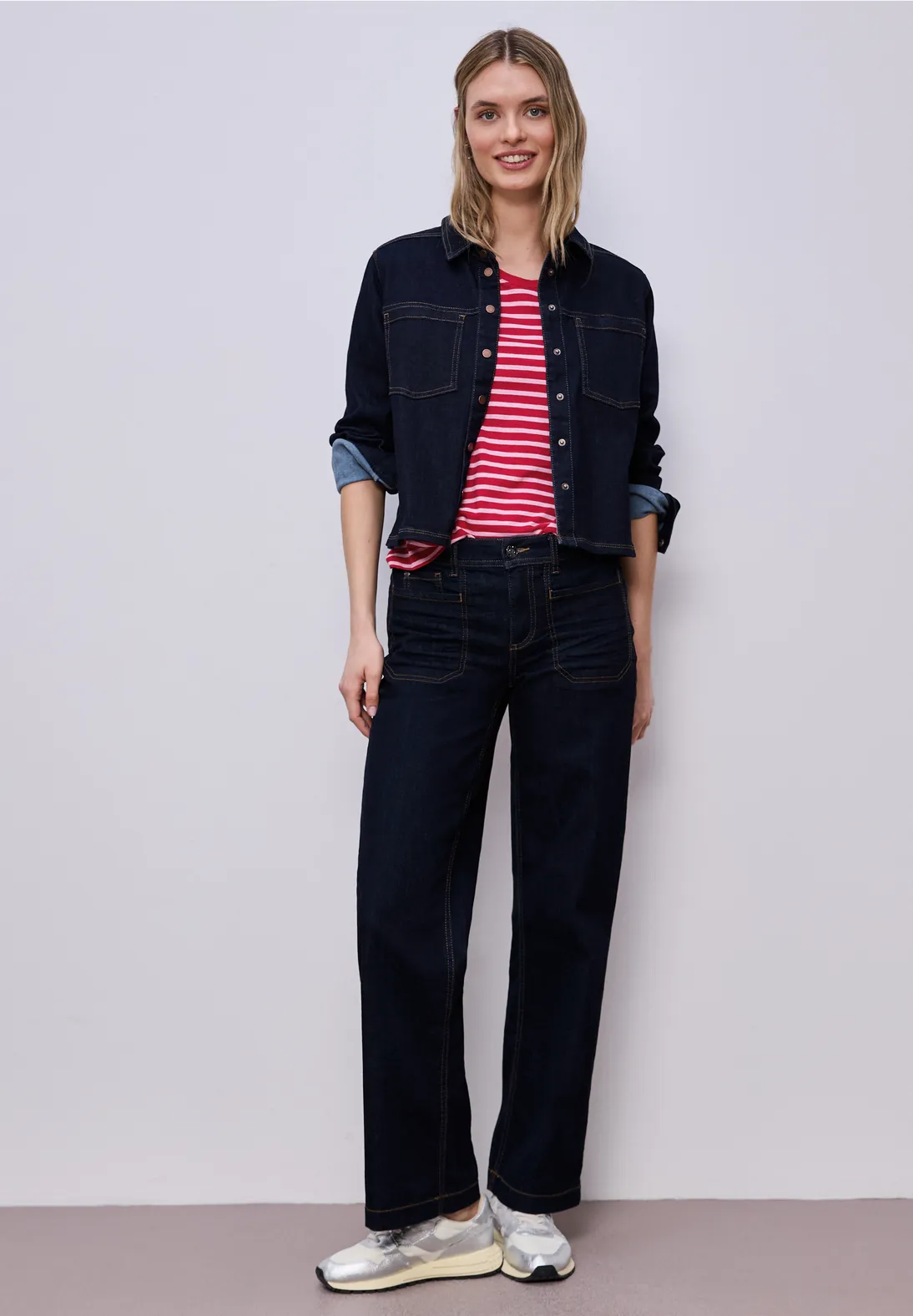 Street One Striped Shirt Gerda - Salsa Red