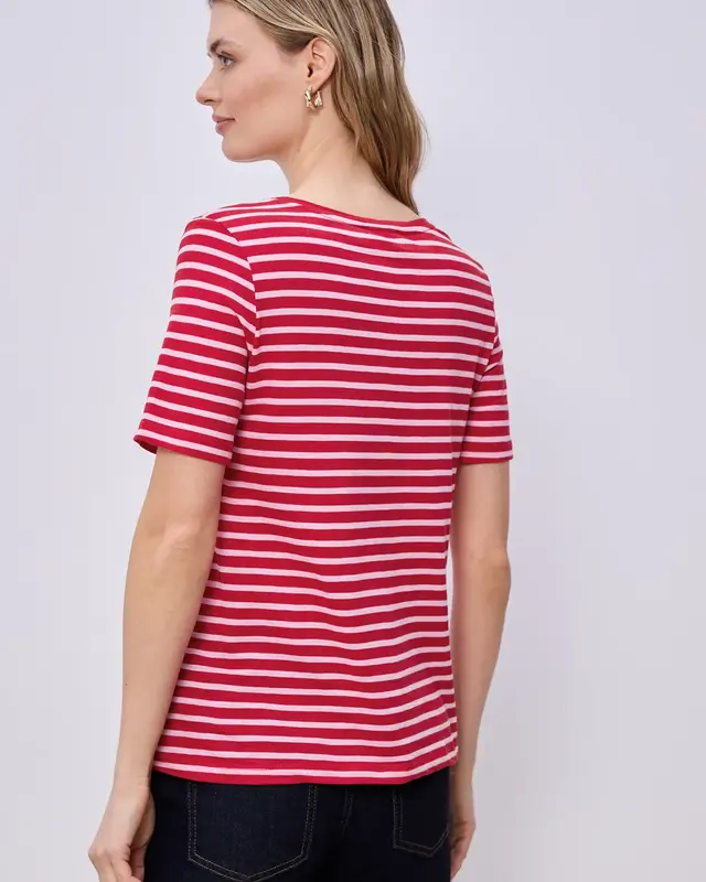 Street One Gestreiftes Shirt Gerda - Salsa Red