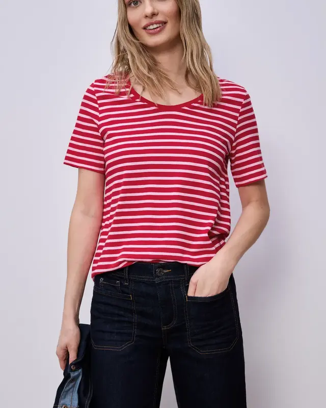 Street One Gestreept Shirt Gerda - Salsa Red