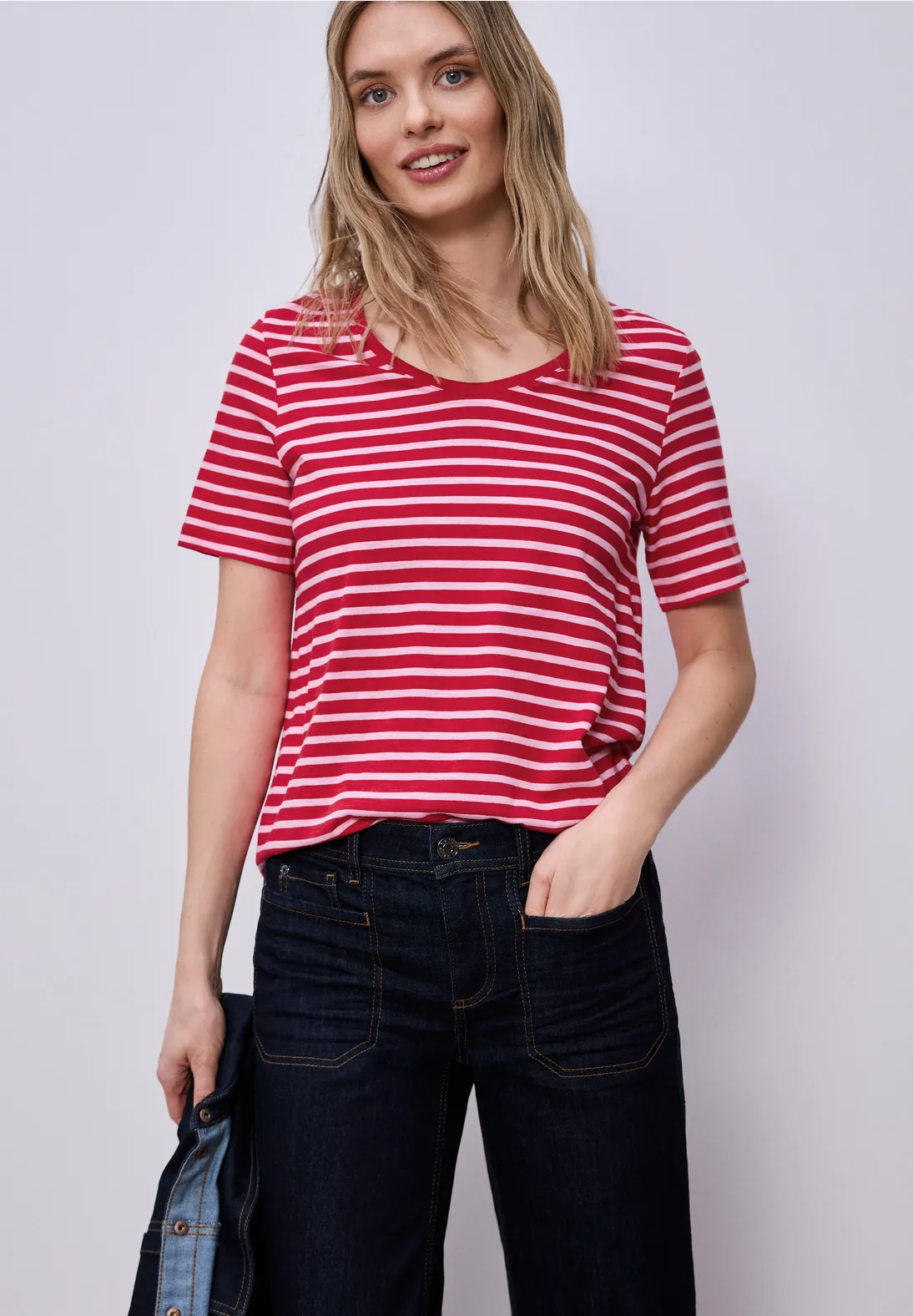 Street One Striped Shirt Gerda - Salsa Red