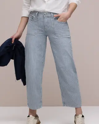 Street One Straight Leg Jeans Amalia - Indigo Striped Wash