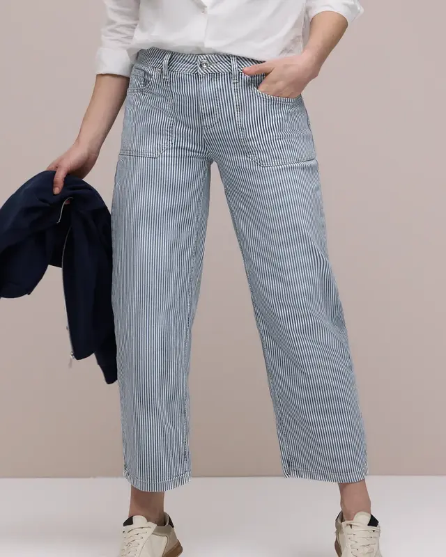 Street One Straight Leg Jeans Amalia - Indigo Striped Wash