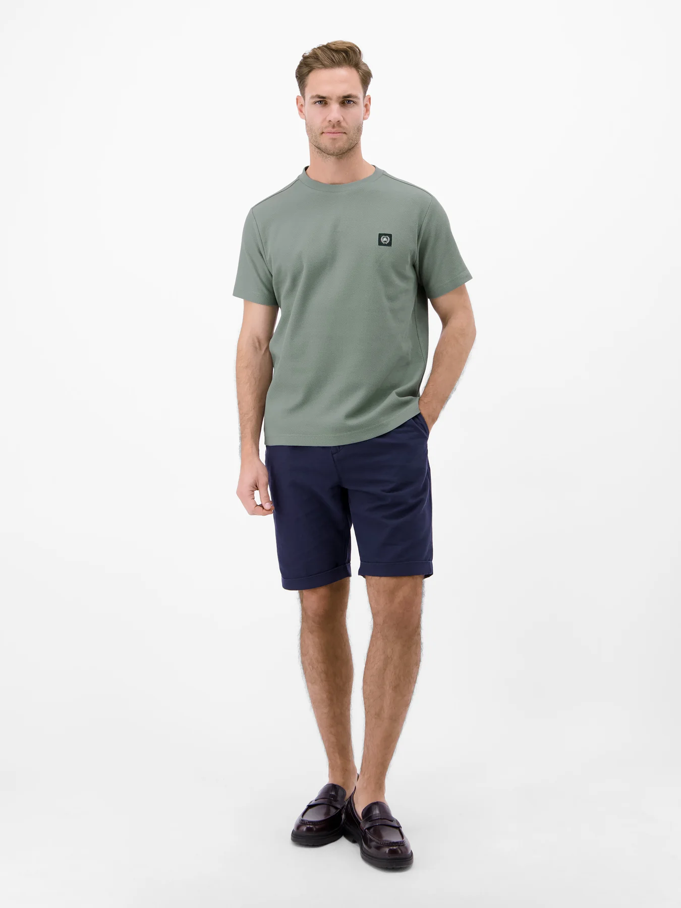 Lerros T-Shirt met Wafel Structuur - Storm Grey