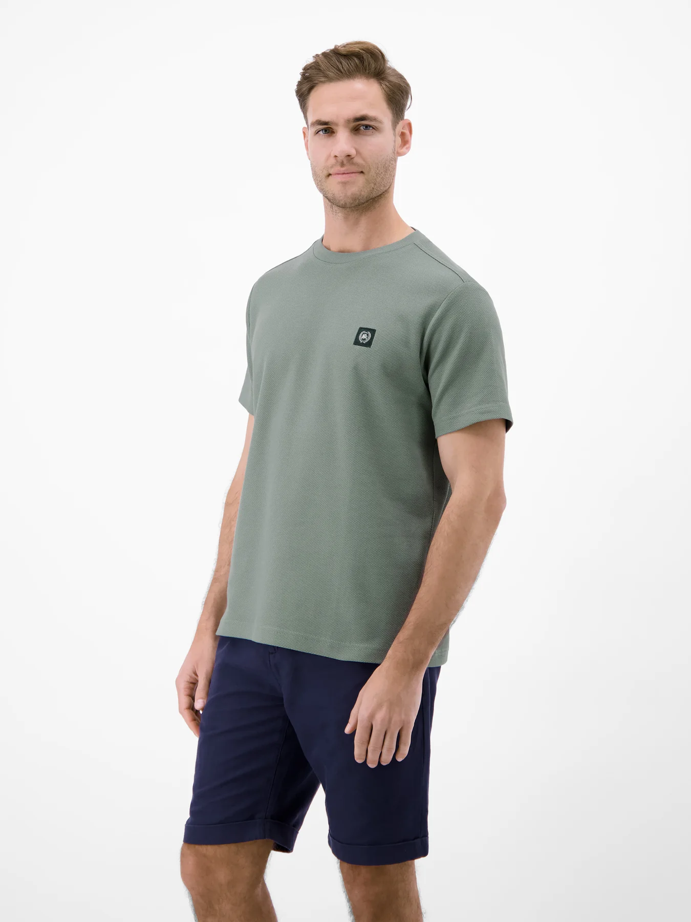 Lerros T-Shirt met Wafel Structuur - Storm Grey