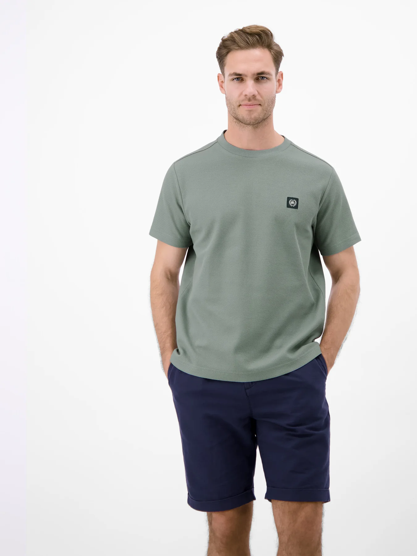 Lerros T-Shirt mit Waffelstruktur - Storm Grey