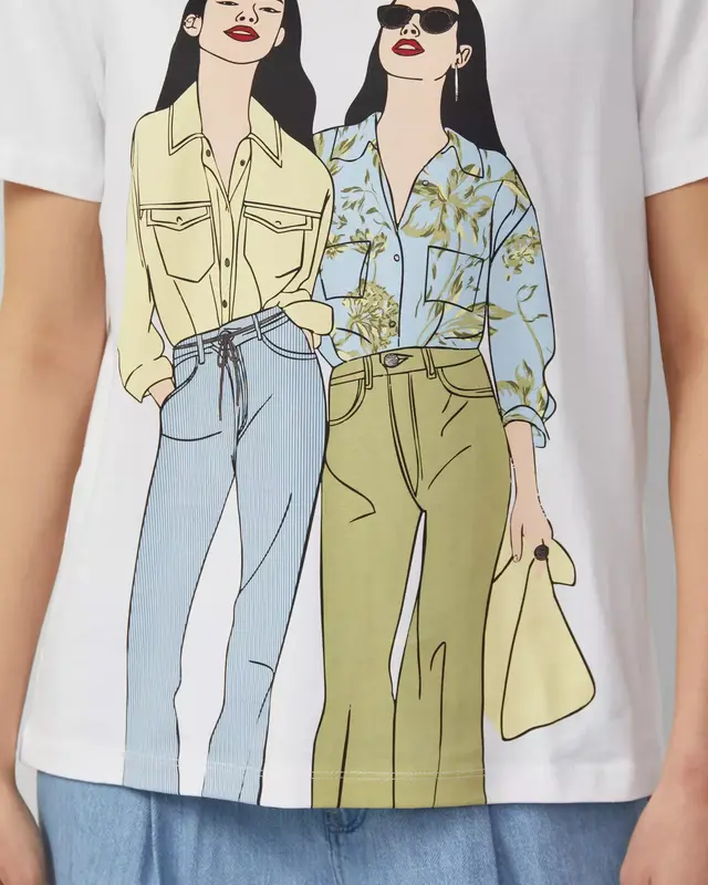 S. Oliver Katoenen T-Shirt, Frontprint - White