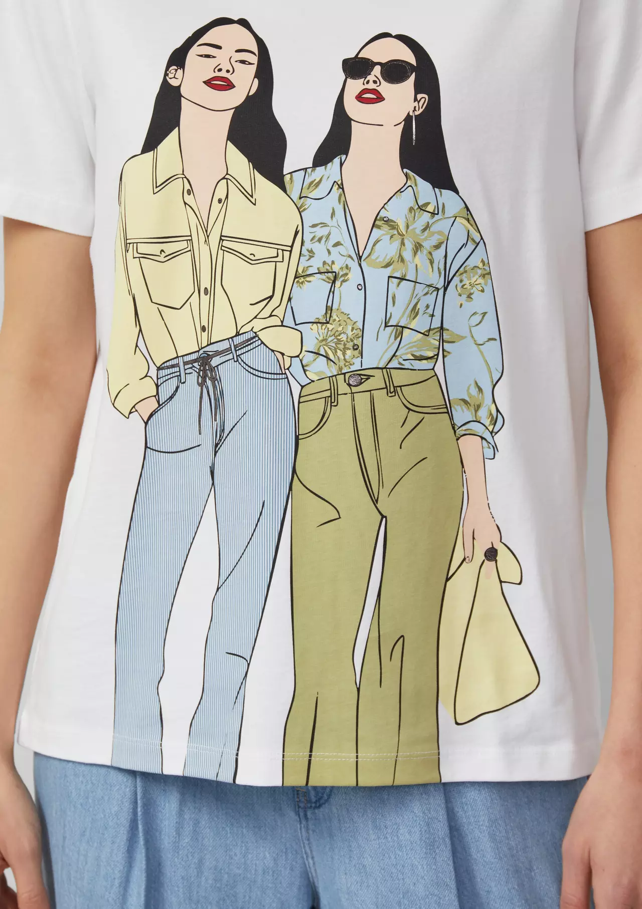 S. Oliver Katoenen T-Shirt, Frontprint - White