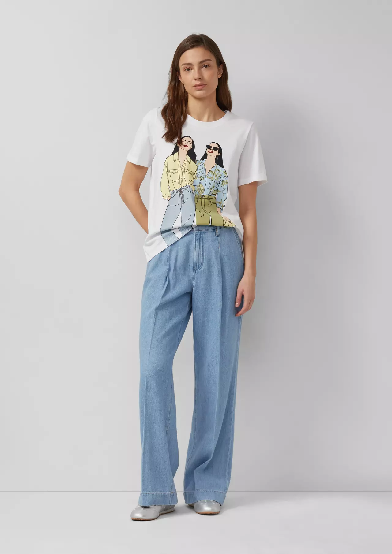 S. Oliver T-Shirt, Frontprint - White