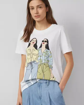 S. Oliver T-Shirt, Frontprint - White