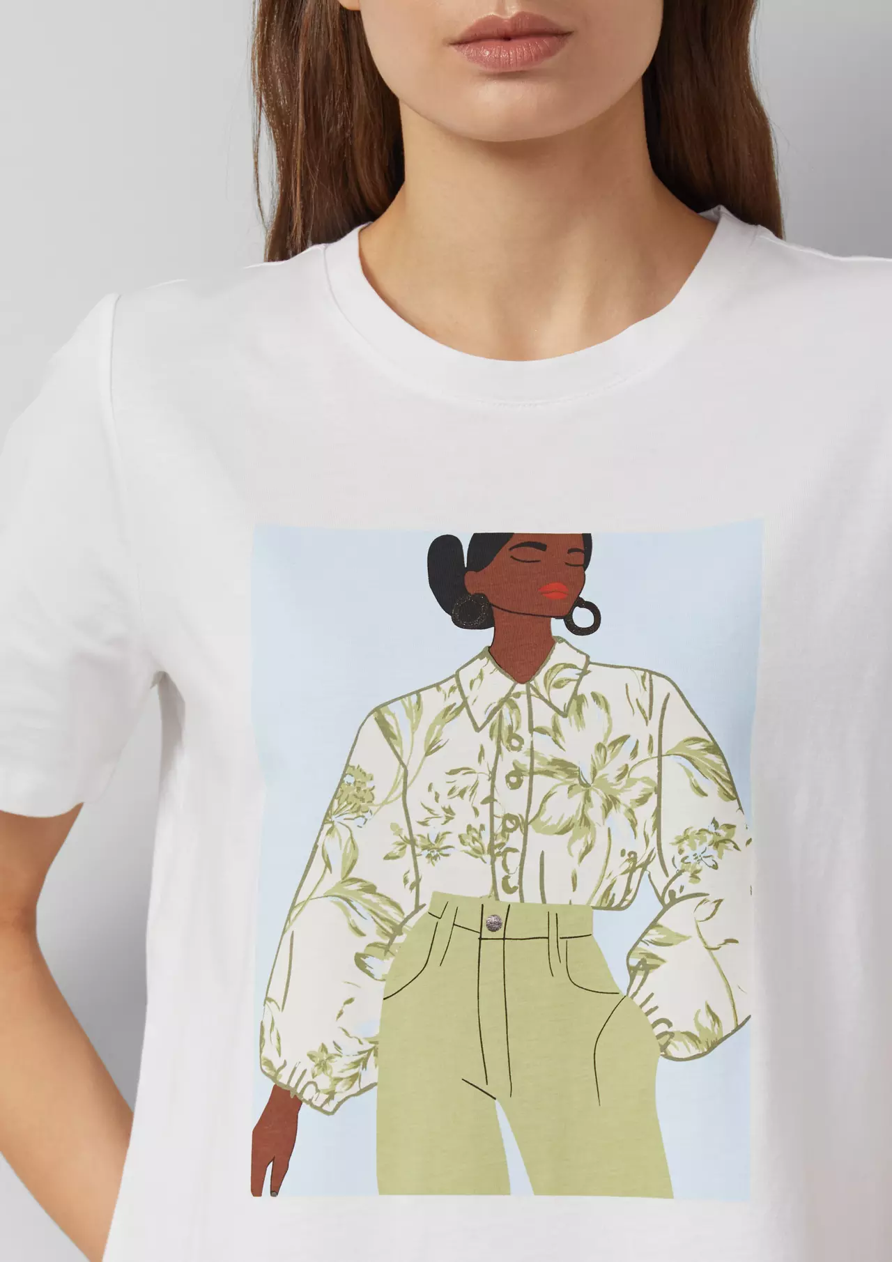 S. Oliver Katoenen T-Shirt, Frontprint - White