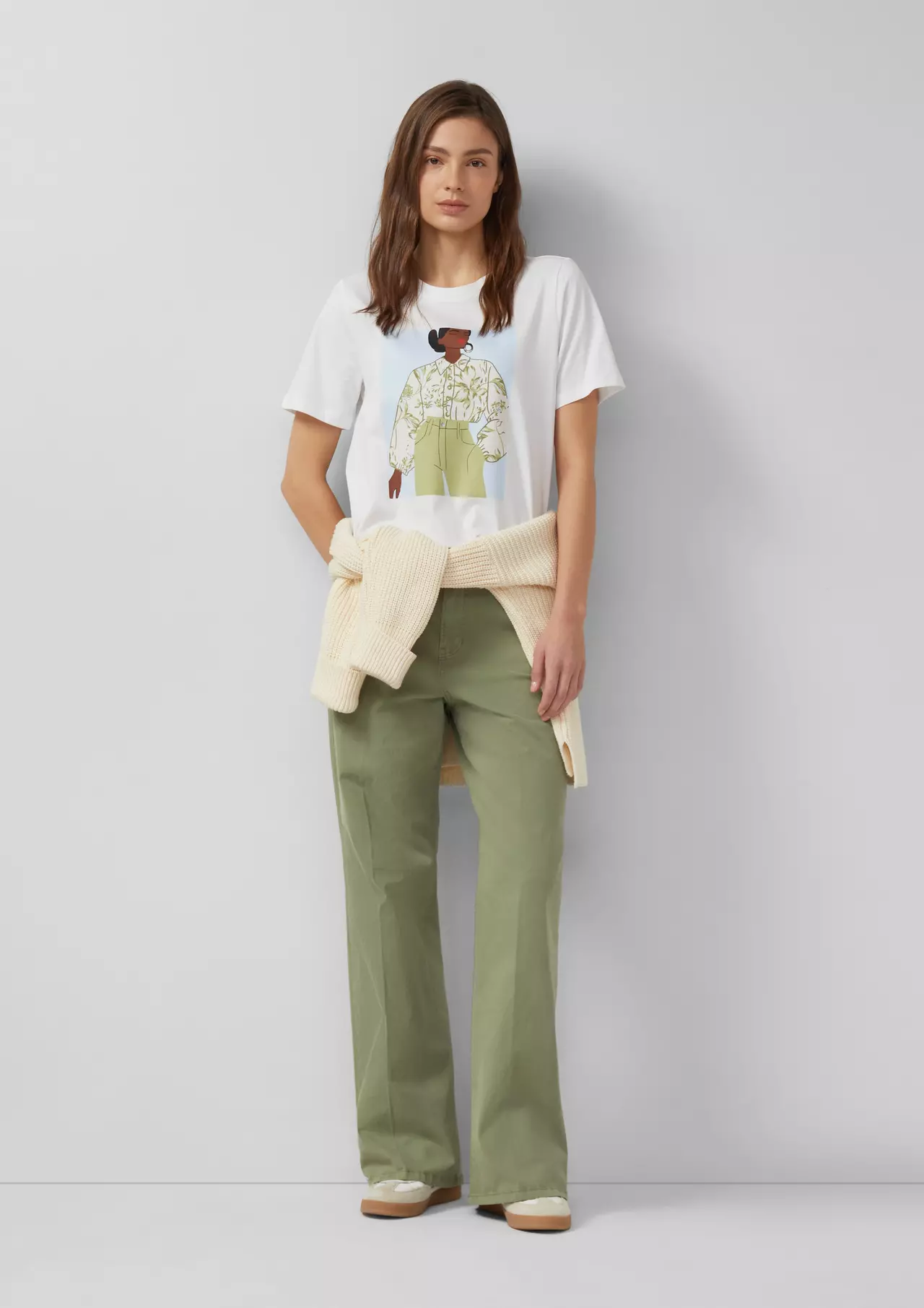 S. Oliver T-Shirt, Frontprint - White