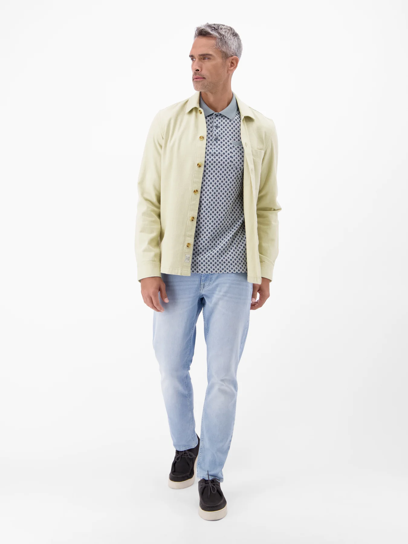 Lerros Poloshirt Allover Print - Storm Grey