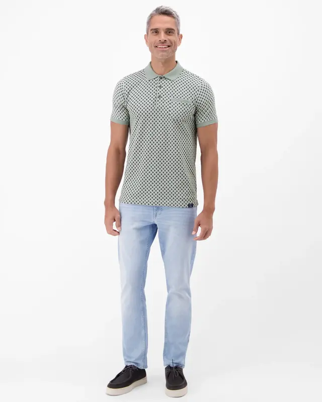 Lerros Poloshirt Allover Print - Storm Grey