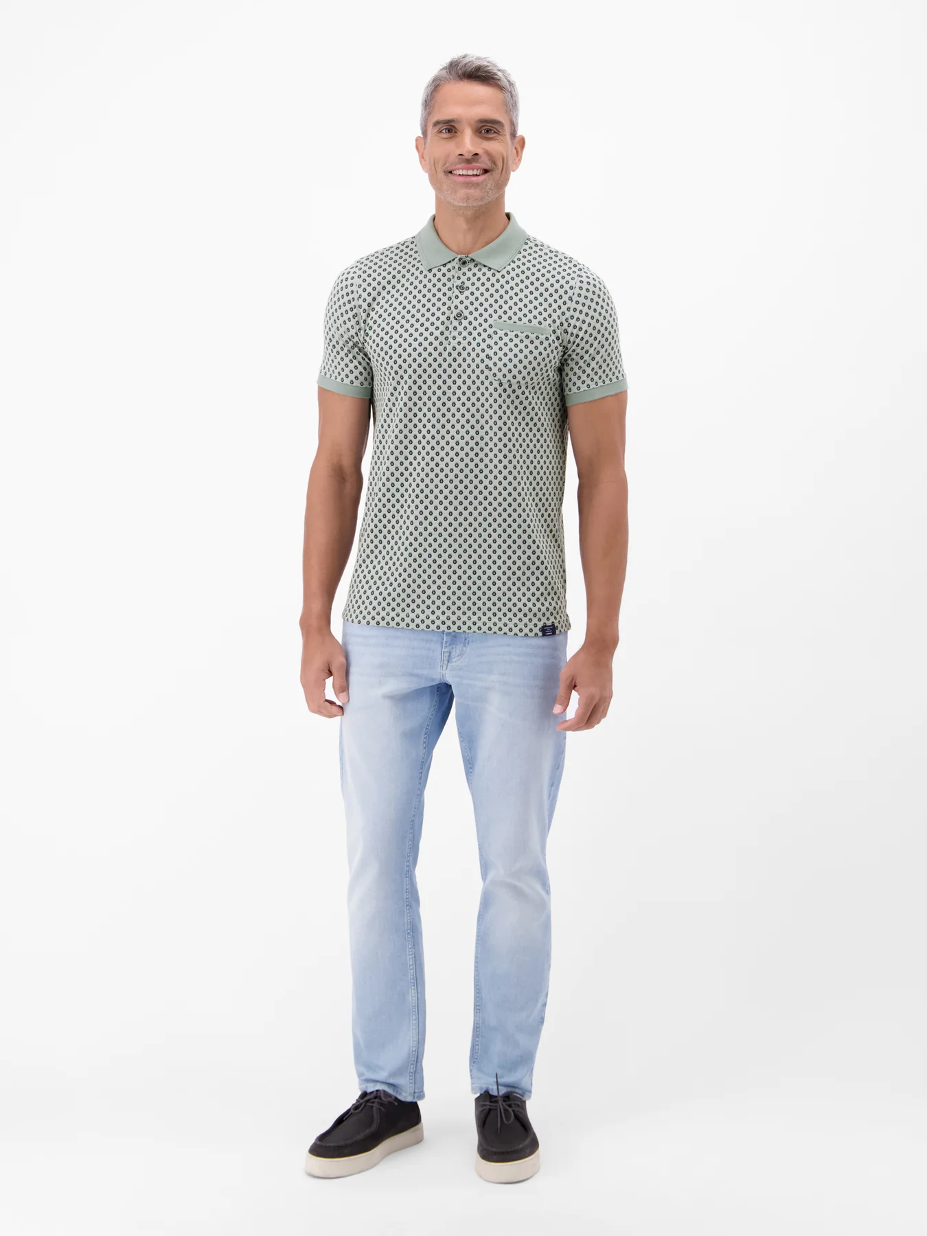Lerros Poloshirt Allover Print - Storm Grey