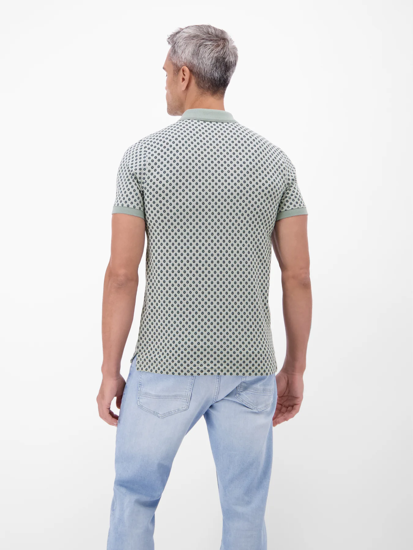 Lerros Poloshirt Allover Print - Storm Grey