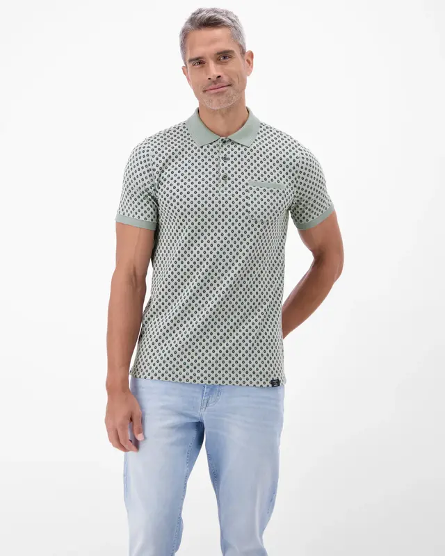 Lerros Poloshirt Allover Print - Storm Grey