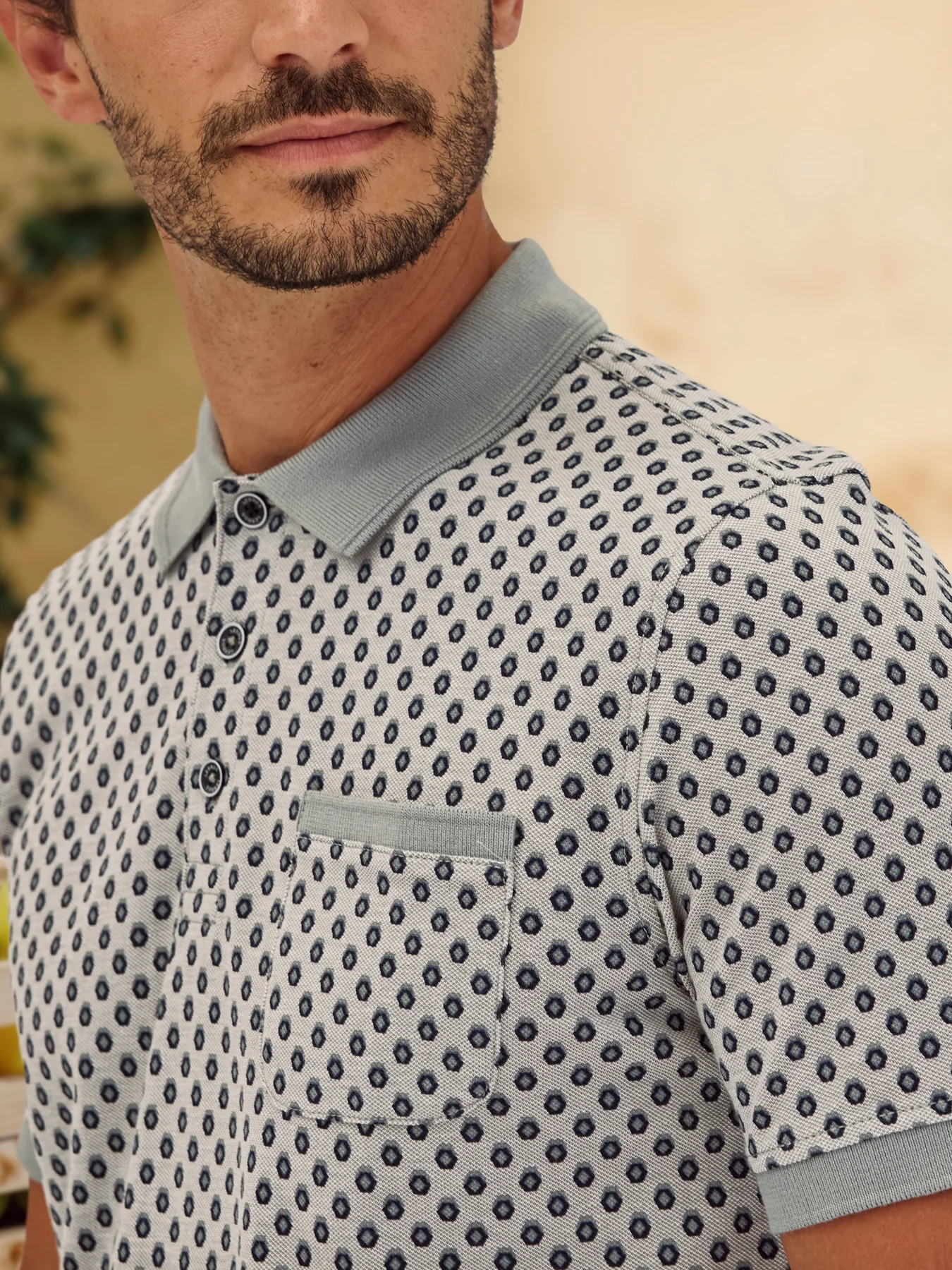 Lerros Poloshirt Allover Print - Storm Grey