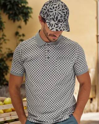 Lerros Poloshirt Allover Print - Storm Grey