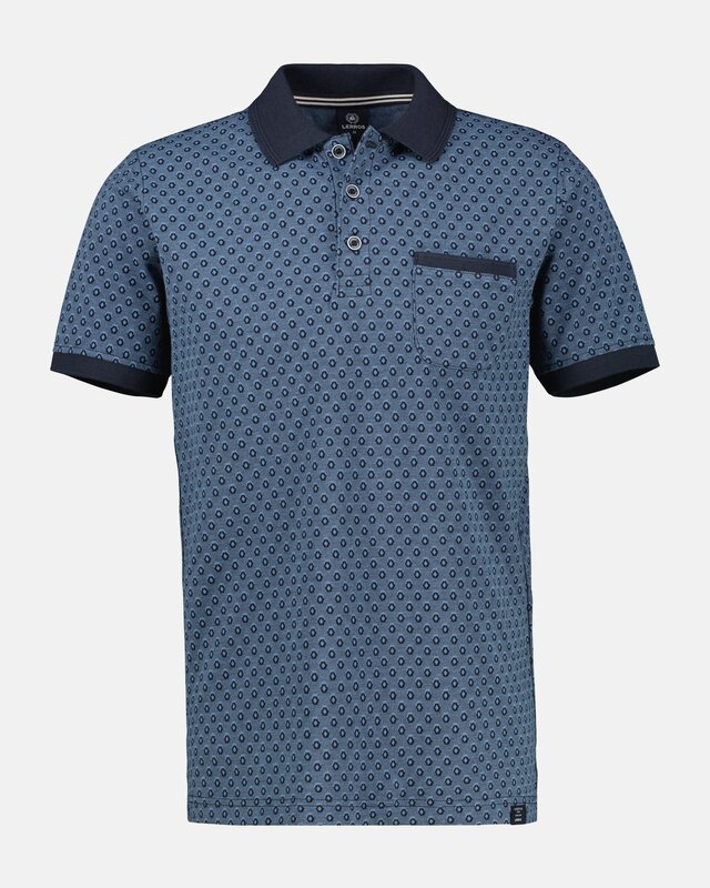 Lerros Poloshirt Allover Print - Classic Navy