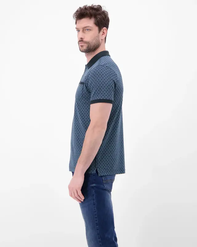 Lerros Poloshirt Allover Print - Classic Navy
