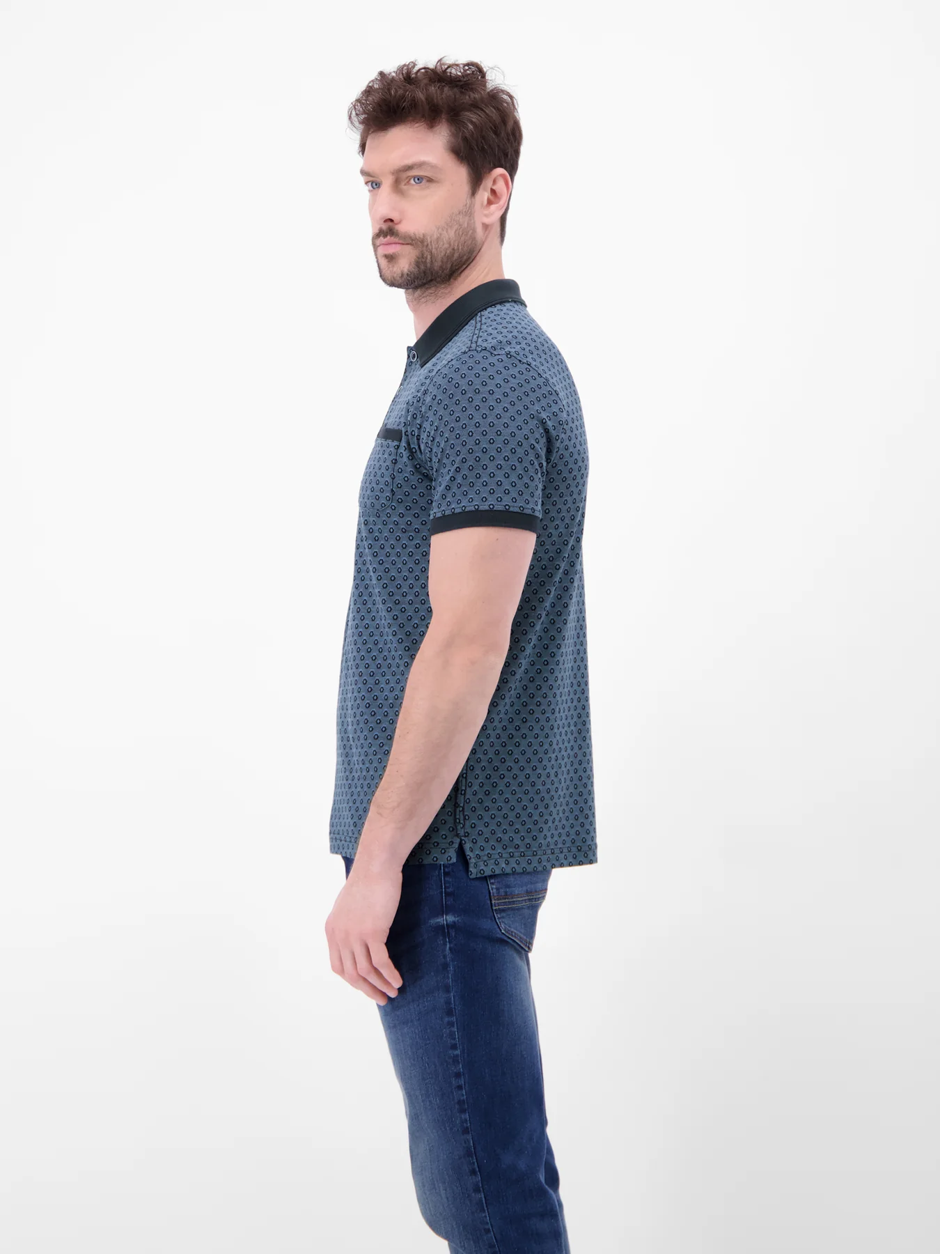 Lerros Poloshirt Allover Print - Classic Navy