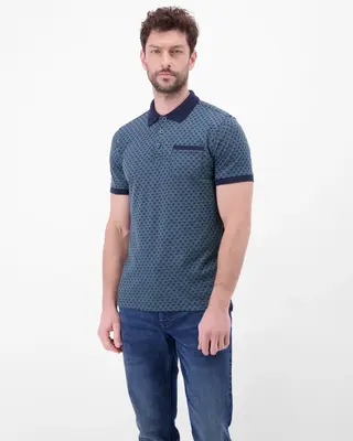 Lerros Poloshirt Allover Print - Classic Navy