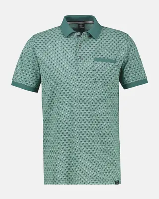 Lerros Poloshirt Allover Print - Soft Teal