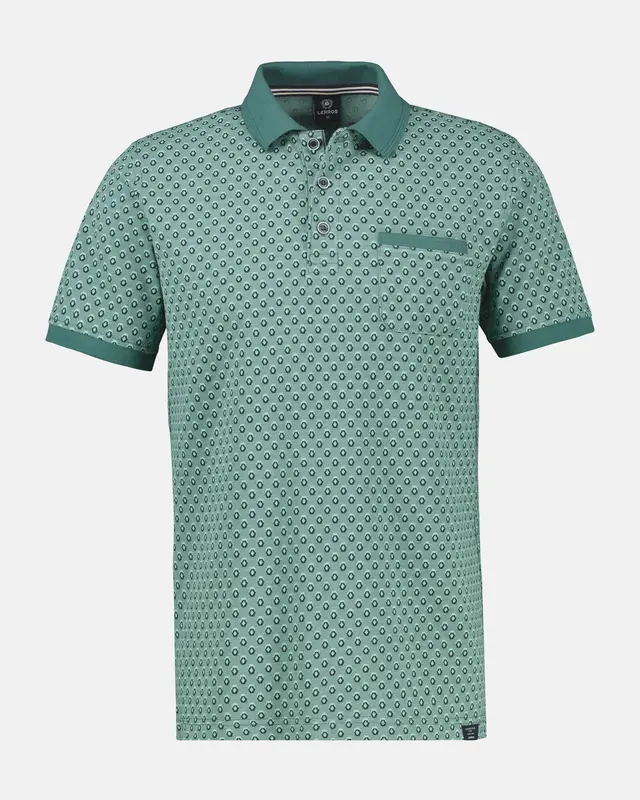 Lerros Poloshirt Allover Print - Soft Teal