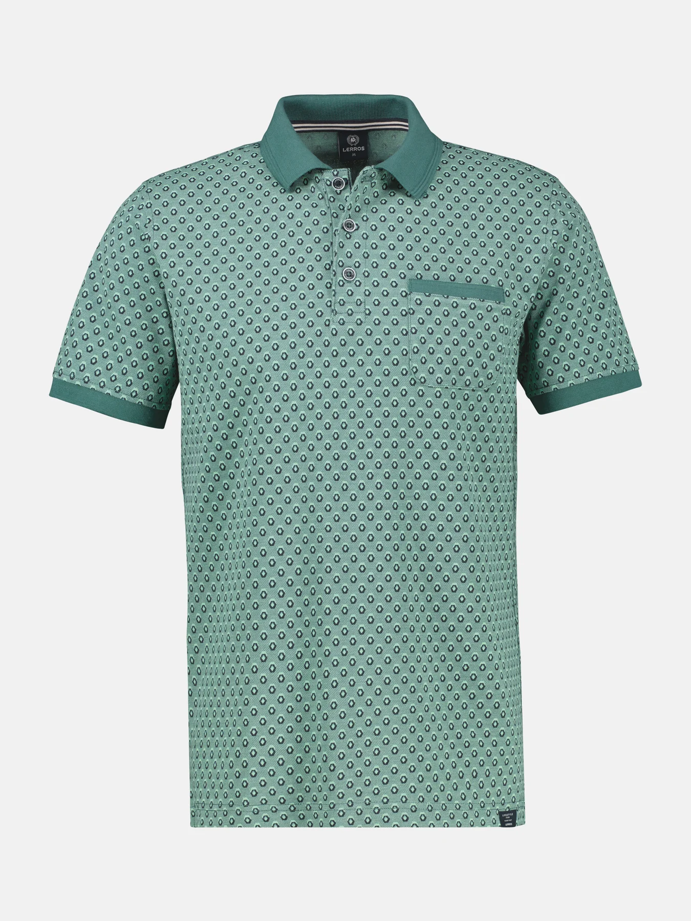 Lerros Poloshirt Allover Print - Soft Teal