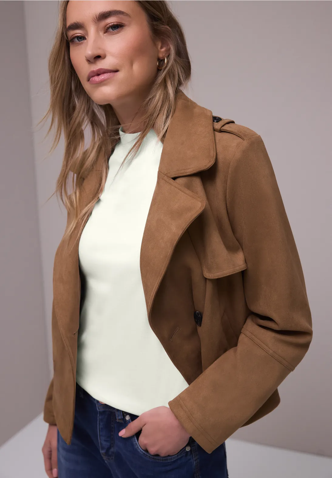 Street One Basic Shirt, Schildpadhals - Off White