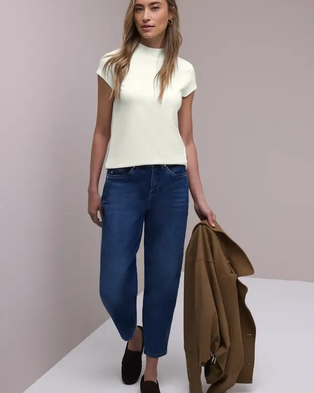 Street One Basic Shirt, Schildpadhals - Off White